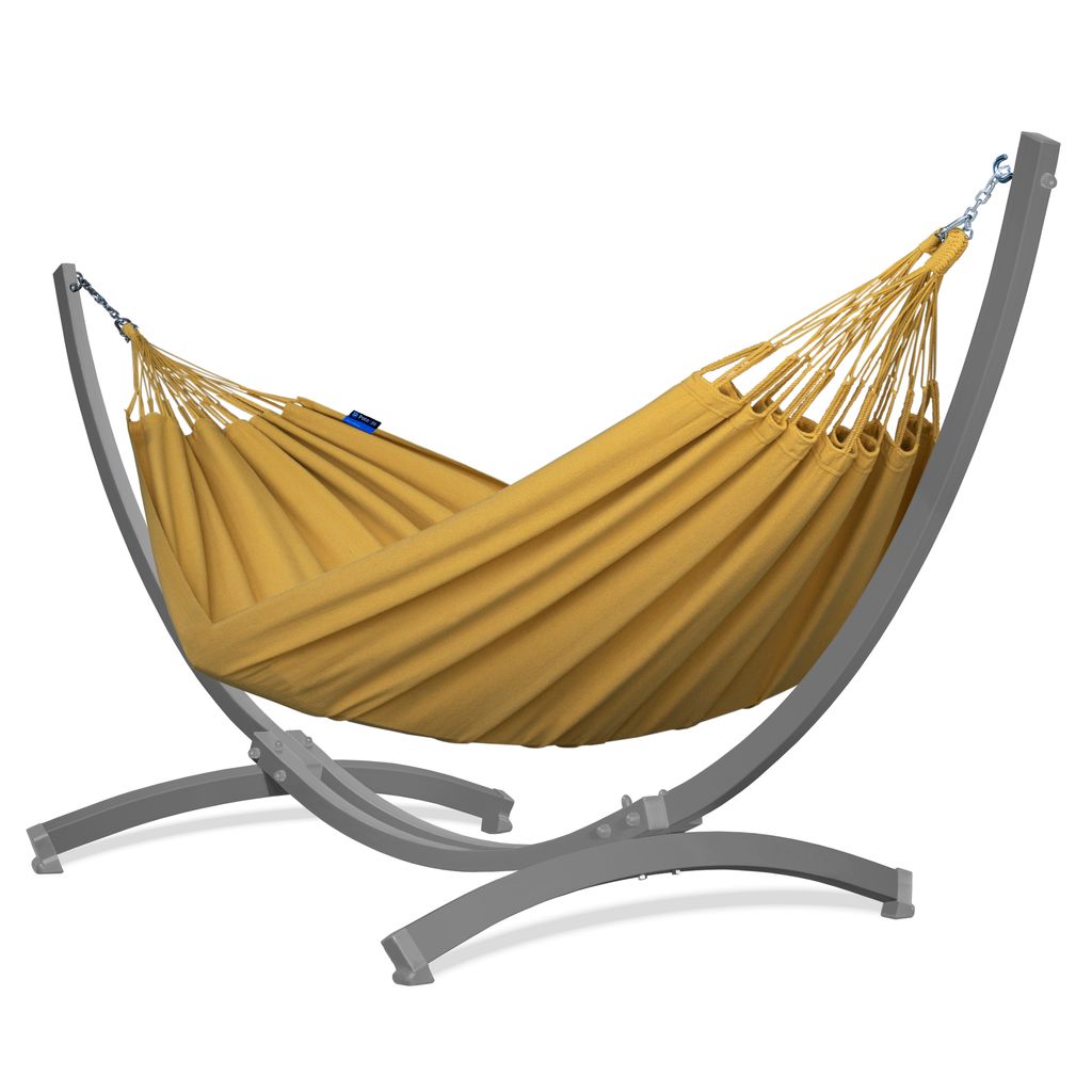 Potenza Outdoor Merida Hängematte mit Tytan Gestell für 2 Personen I Baumwolle Doppelhängematte 220x160, 220kg I Hängemattengestell 350kg, wett...