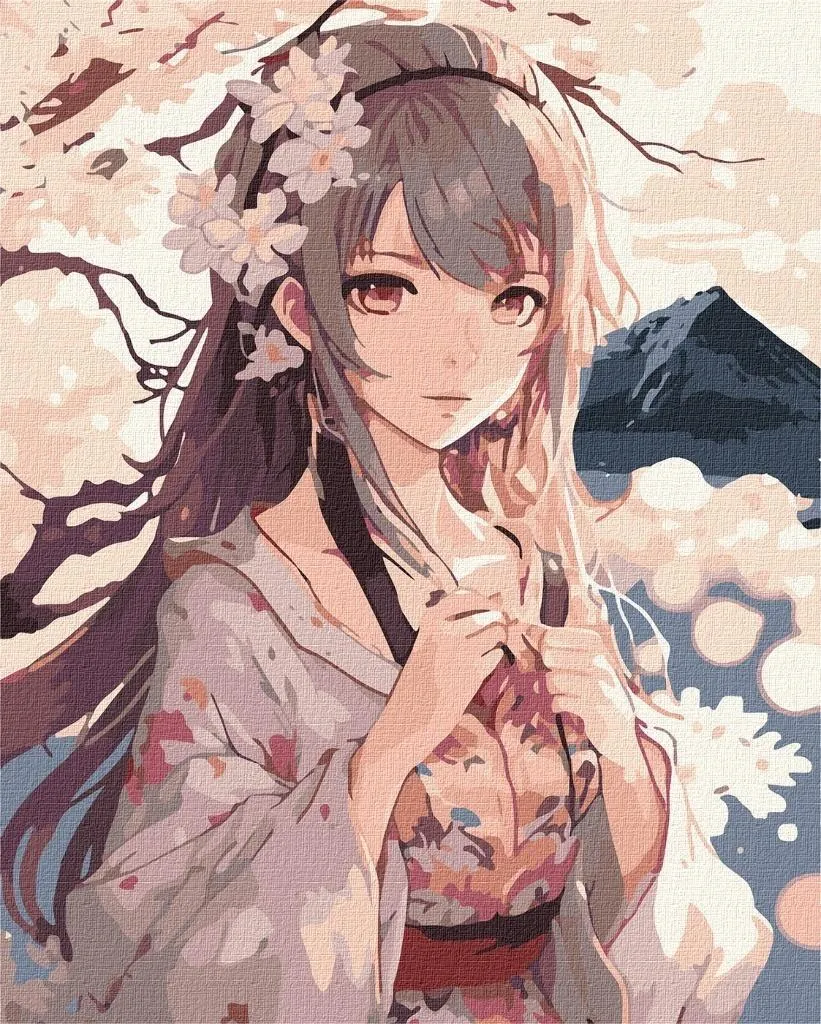 Peinture par numéros Sakura 40x50cm - Toile lin et acryliques denses