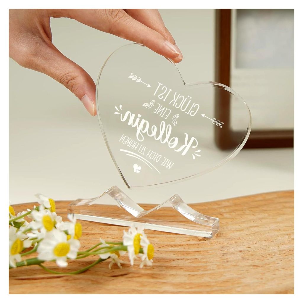 Geschenk für Kollegin – Herz-Acryl-Deko mit Spruch – ideales Geschenk zum Abschied, Geburtstag oder als Dankeschön
