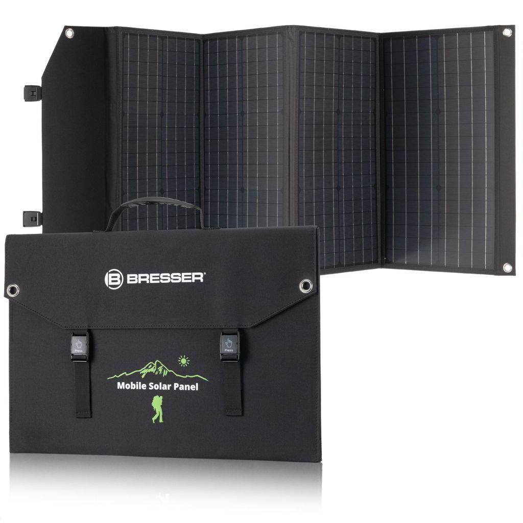Cargador solar Bresser de 120W, plegable, con salida DC y Imagen del producto 