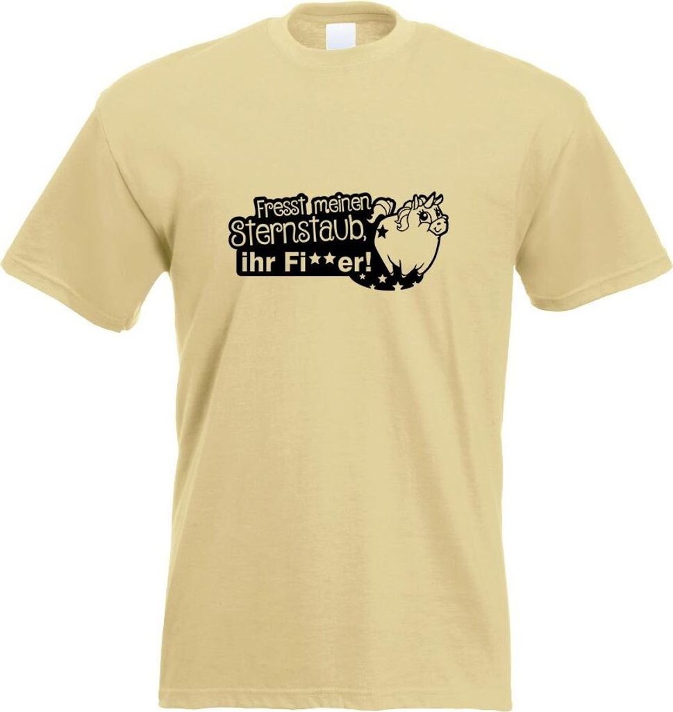 Kiwistar - T-Shirt - Khaki - Einhorn - fresst Sternenstaub Herren Funshirt Bedruckt Design Sprüche Spruch Motive - mit Motiv Bedruckt - Funshirt D...