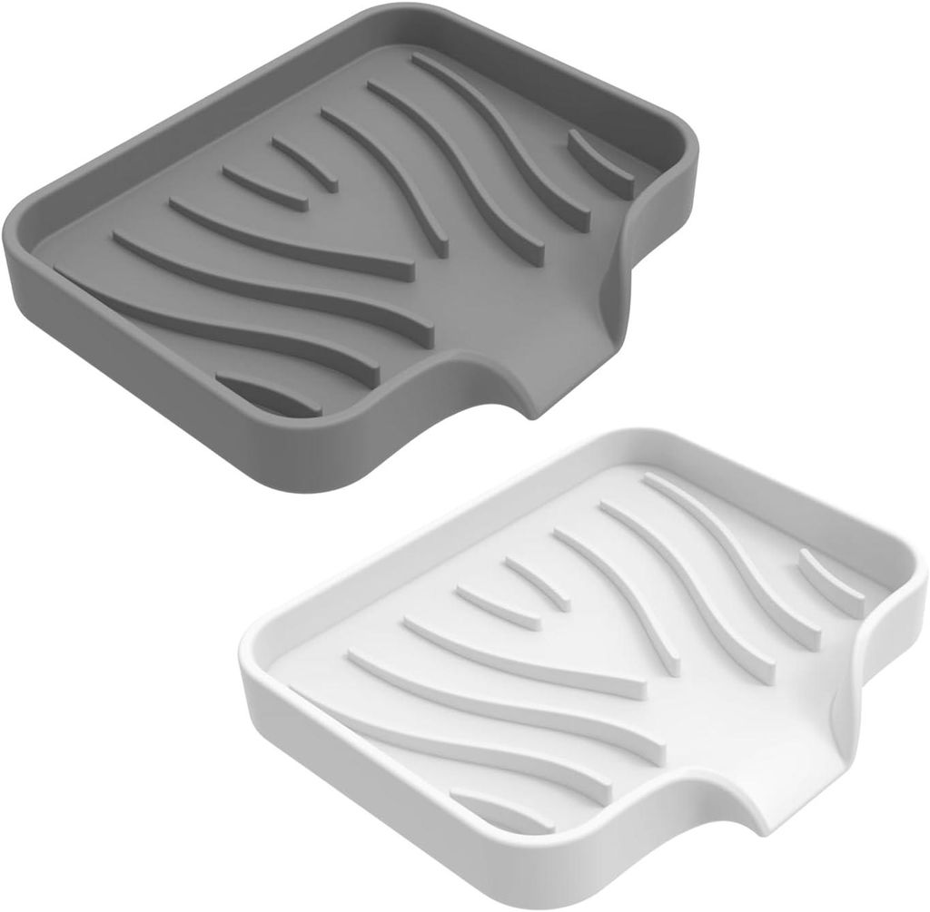 Set mit 2 Silikon-Seifenschalen – mit Abfluss, rutschfest, geeignet für Seife/Schwämme – für Bad/Dusche/Küche