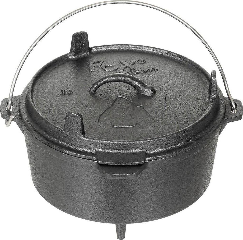 FoxOutdoor Feuertopf, Dutch Oven, Gusseisen, ca. 3,8 l