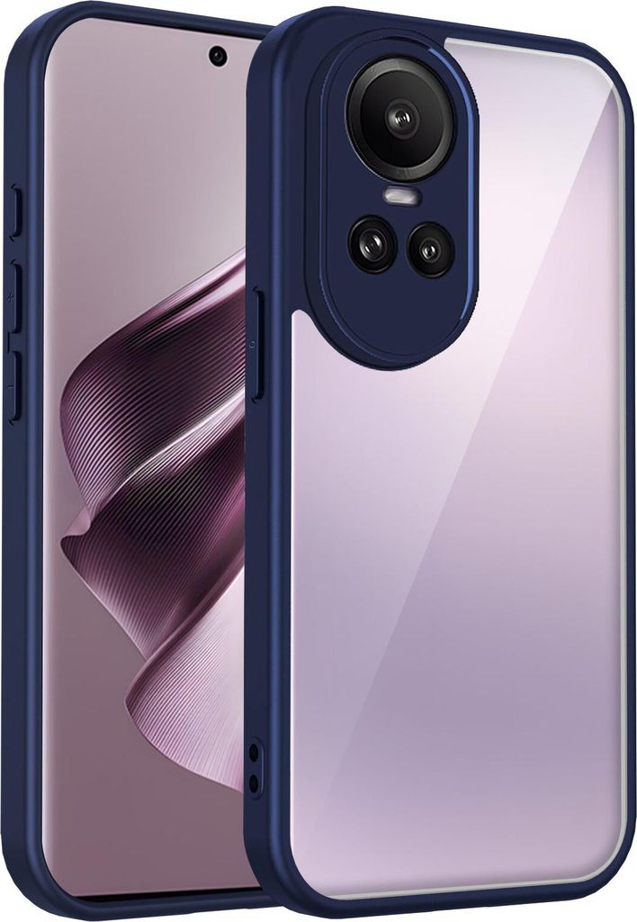 Hülle für Oppo Reno10 Pro Transparente Rückseite TPU Bumper Stoßfest Handyhülle Blau