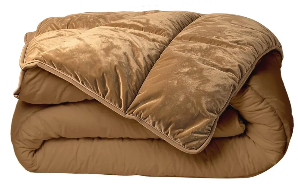Couette Réversible Bleu Câlin Velours Moka 220x240 cm Chaude 300g