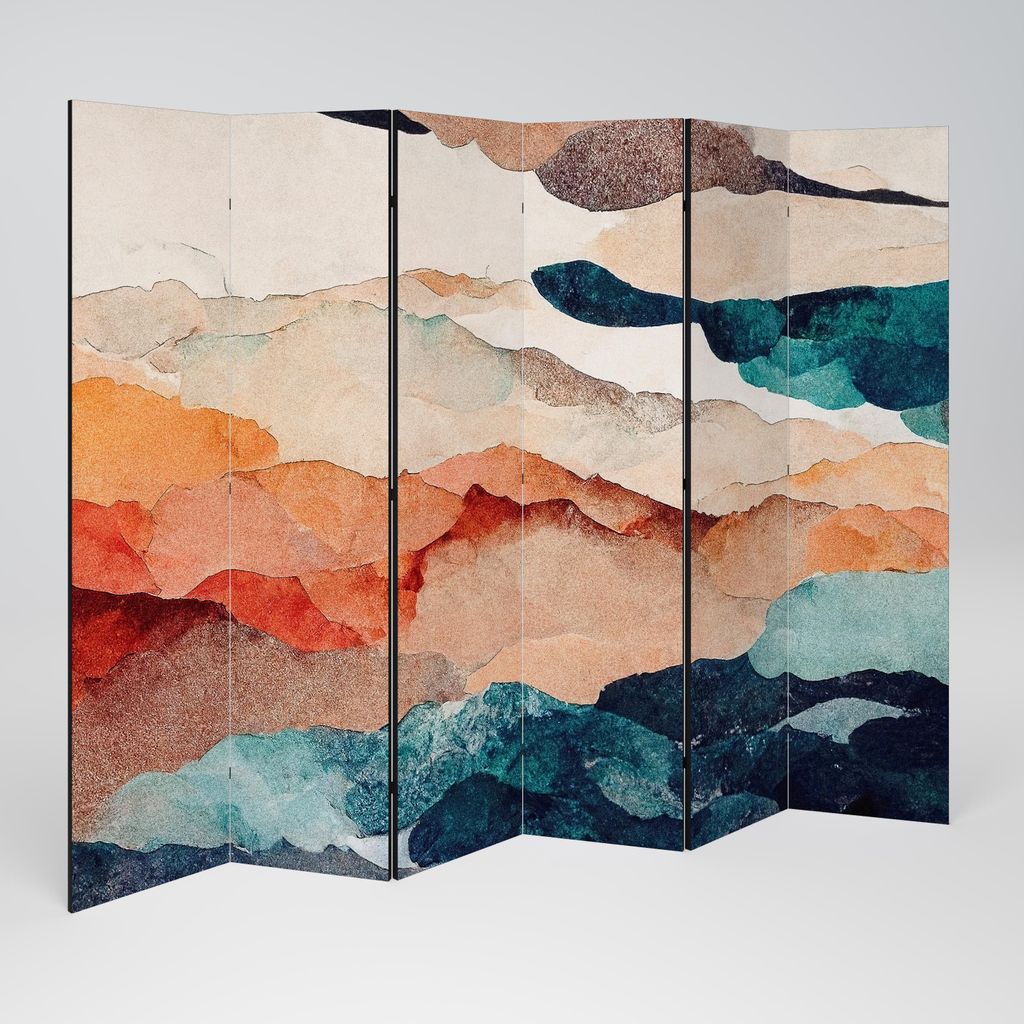 SpaceRebels Paravent Raumteiler - 6-teilig Raumtrenner, Druck 2-Seite - Raumtrenner - Trennwand Wohnung - Room Divider - Spanische Wand Deko Modern...