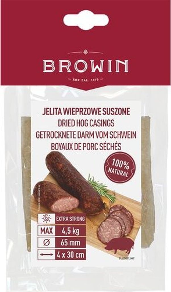 Getrocknete Schweinedärme Kaliber 65 mm, 30 cm - 4 St. Produktbild 