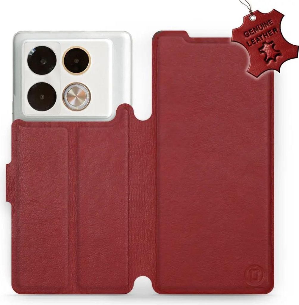 Echtleder Handyhülle für Infinix Note 40 Pro, Mobiwear Leather, Dunkelrot
