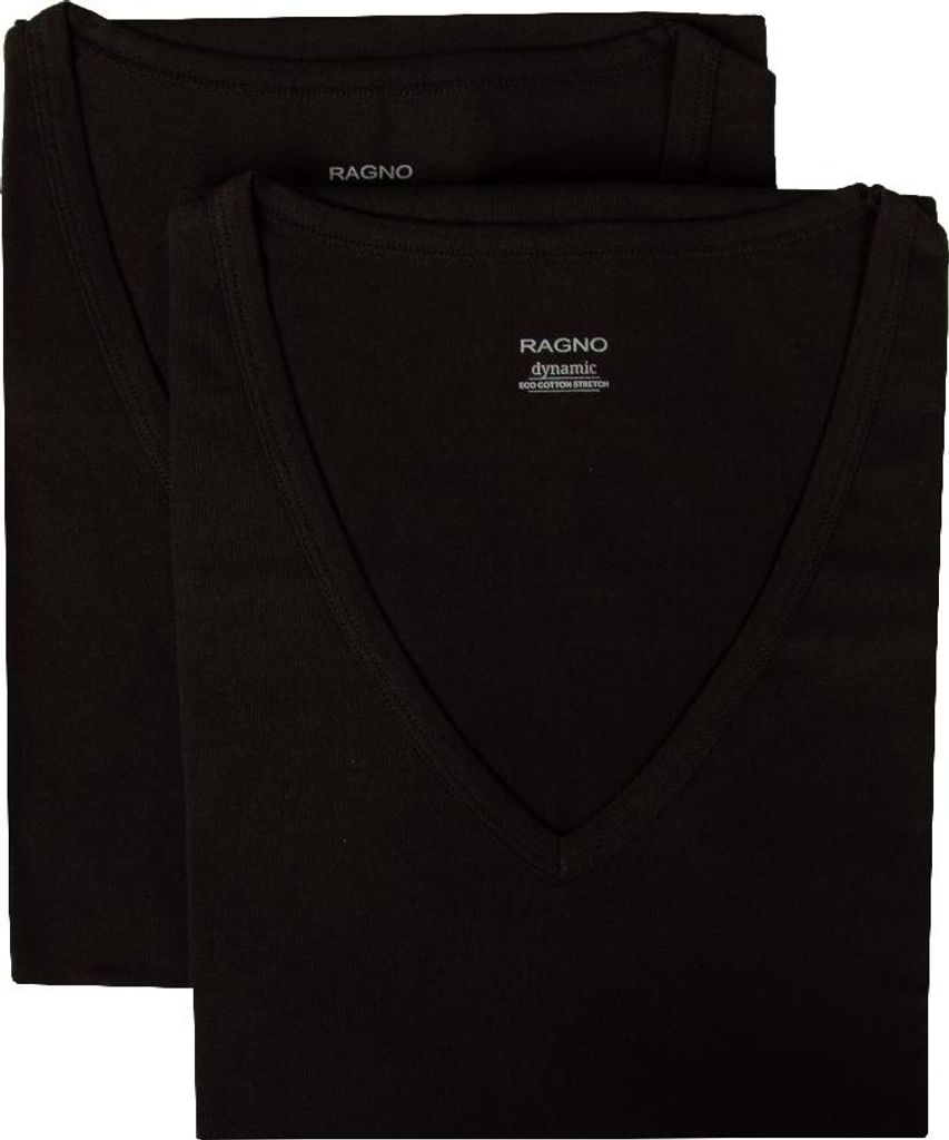 RAGNO Herren T-Shirt Kurzarm V-Ausschnitt niedriger Rand 2er Pack Öko-Baumwolle Stretch Doppelpack Art. 611478, 6 - SESTA, Cotone 93%,Elasthan 7%