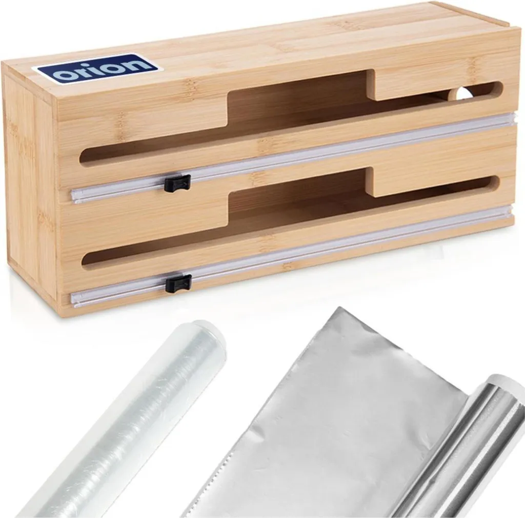 Orion | Porta rotolo da cucina in bambù - per rotolo da cucina - per fogli di alluminio e pellicola trasparente - Organizzatore da cucina