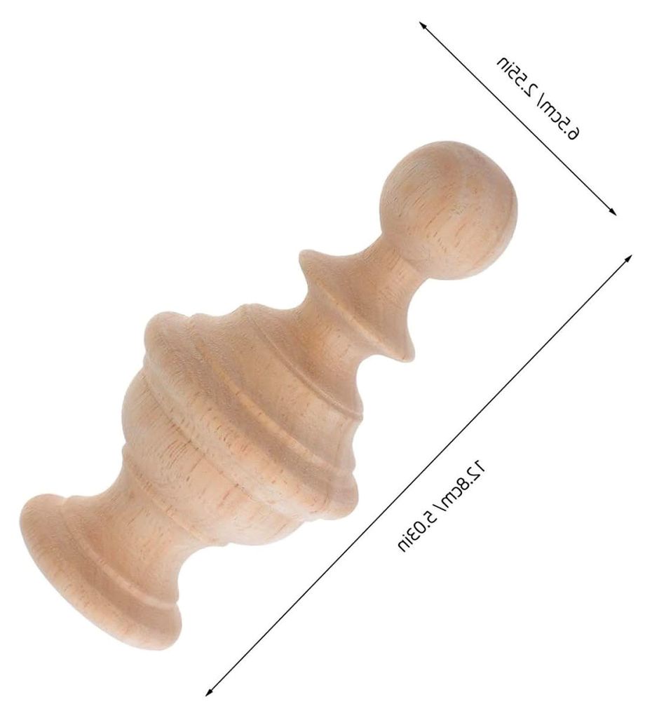 Dekorative Holzbaluster-Endstücke 2 Stück 6X10cm Massivholz Handlaufspitzen mit natürlicher Maserung für Treppengeländer und Betthaupt
