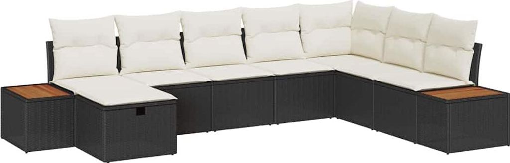 "SALE 2026" Gartensofa-set mit Kissen 8er Set,multifunktional& Moderne - Schwarz Poly-Rattan - Gartenmöbelset DE3027673