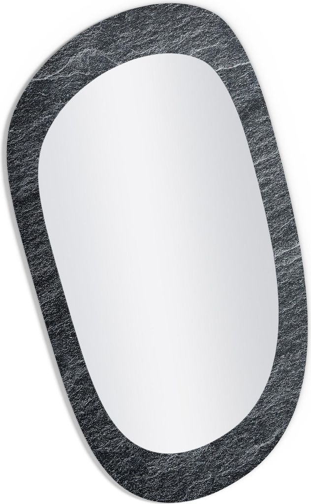 DEQORI Wandspiegel Organisch 53,9x89,6 cm 'Klassischer Schieferstein' Spiegel Badspiegel