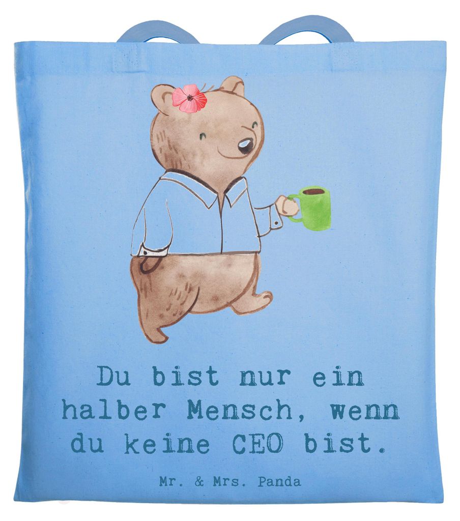 Mr. & Mrs. Panda Schultasche CEO Herz - Sky Blue - Geschenk, totebag, Lustig, Leiter, Spruch, Tasche, Büchertasche, Bester Chef, Laptoptasche, Dir...