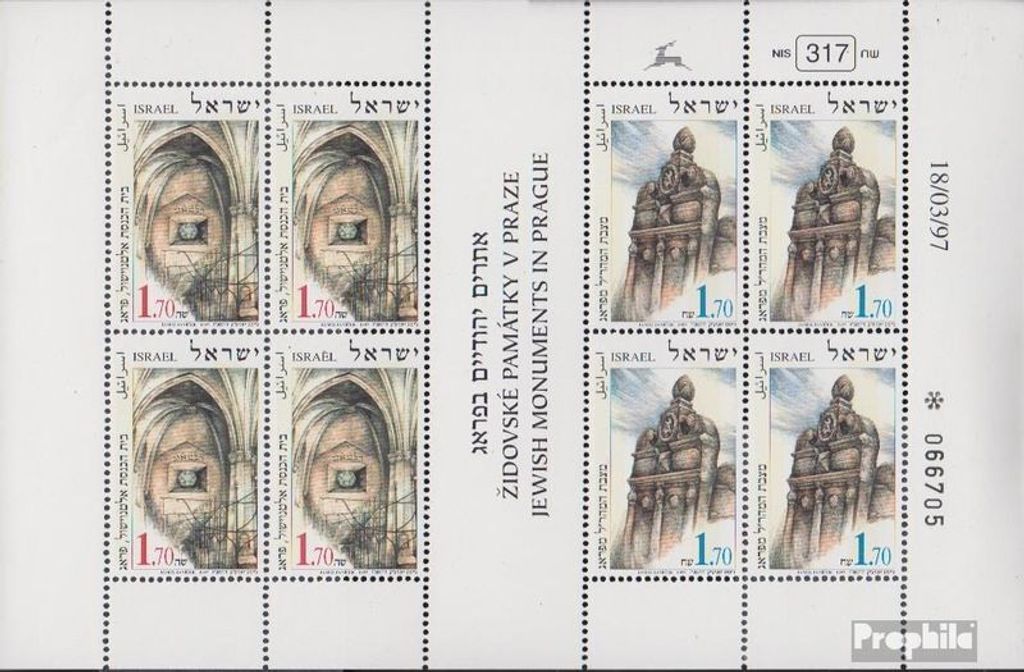 Briefmarken Israel 1997 Mi 1424-1425 Kleinbogen (kompl.Ausg.) postfrisch Baudenkmäler