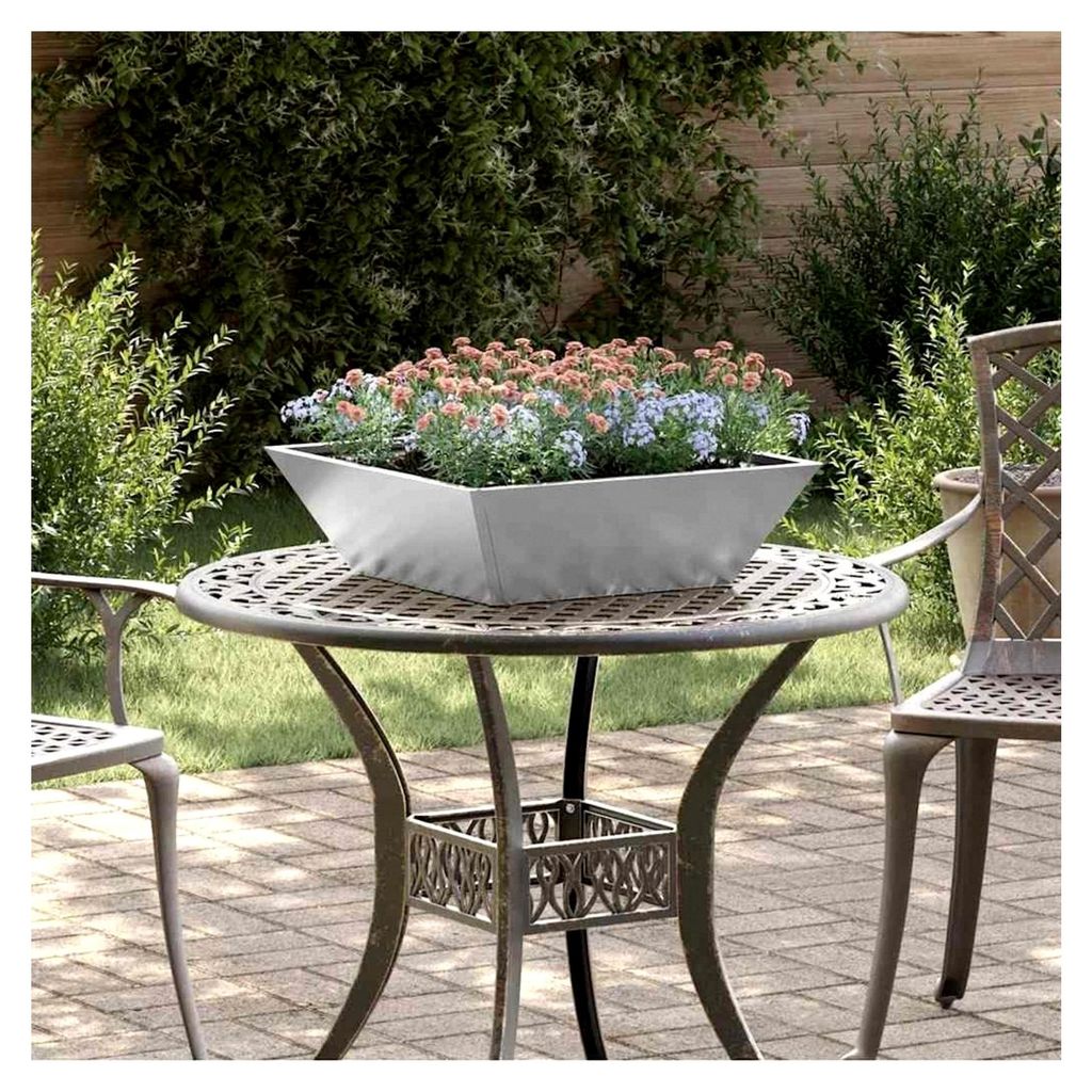 Pflanzkasten für den Garten, silberfarben, 50 x 50 x 15 cm, verzinkter Stahl, für Blumen, Sukkulenten, Terrasse, Balkon