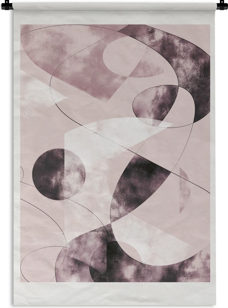 MuchoWow Wandteppich Wandbehang Formen - Pastell - Abstrakt - Schwarz 60x90 cm Tapisserie Dekoration Wandtuch - Foto-Teppich - Abwaschbar