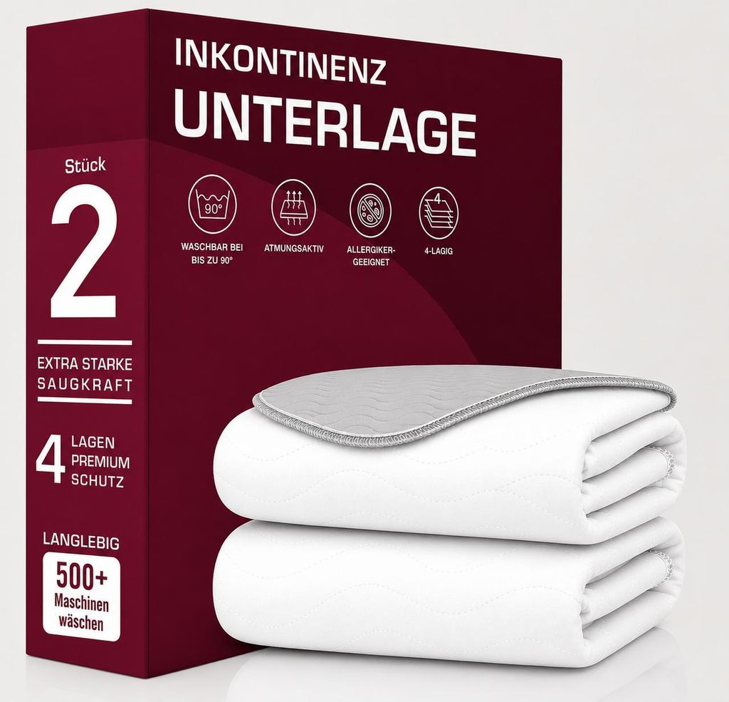 Inkontinenzunterlage waschbar - Matratzenschutz 75x90 2er  Produktbild 
