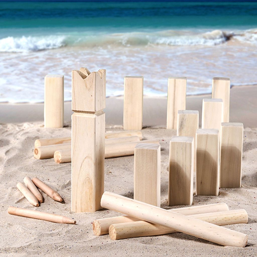 Holzwurfspiel Holz 12Spieler 22tlg. Outdoor Strand Kubb Produktbild 