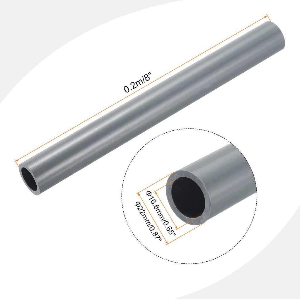 PVC Rohr, Durchmesser 16.6mm L?nge 0.2m Rund Kunststoffrohr fš¹r Garten, Aquarium, Wasserleitung, Kabelkanal, lš¹ftungsrohr (Hellgrau)