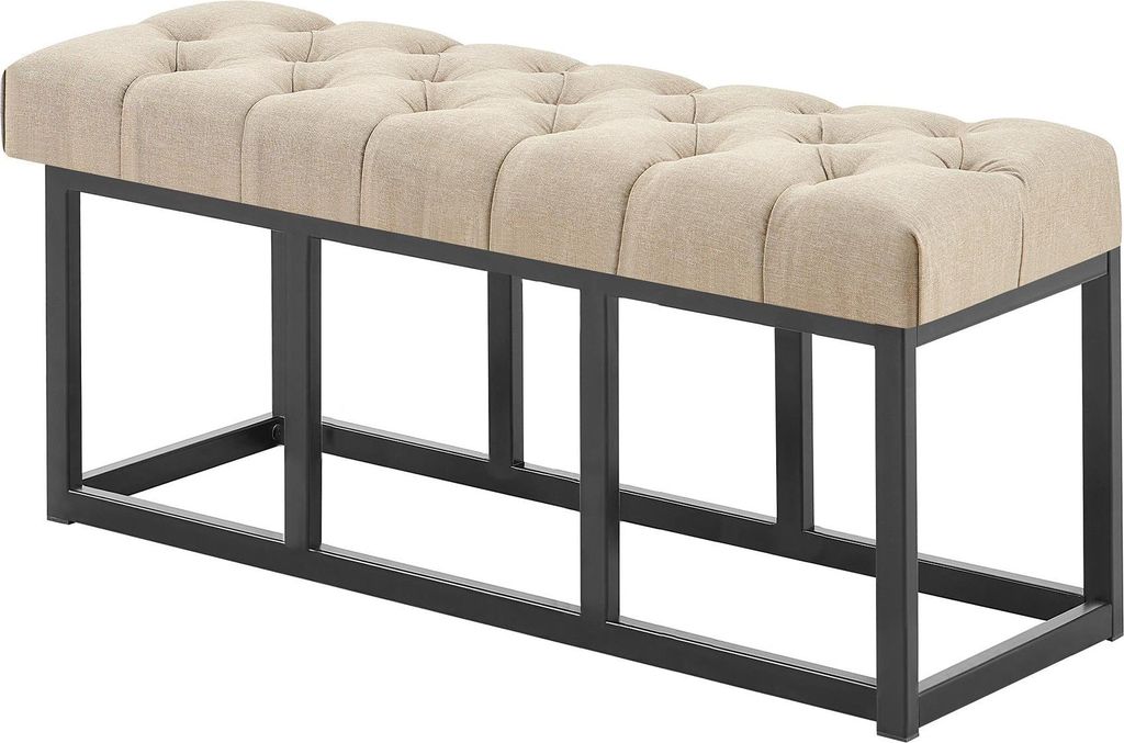 Sitzbank MEXICO - Stoff Taupe 100x38x46 cm | Sitzbank Flur Sitzhocker Esszimmerbank Polsterbank Schlafzimmerbank