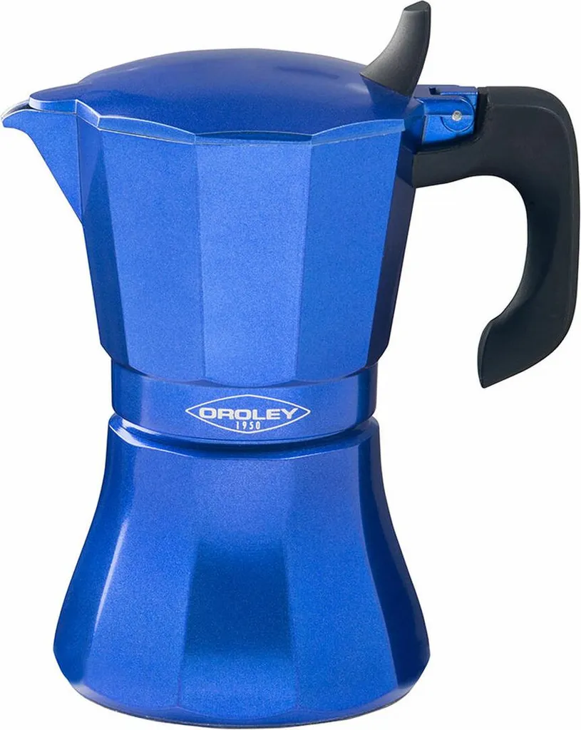 Cafetière 6 Tasses Oroley Petra Bleue, Design Aluminium et Ergonomie