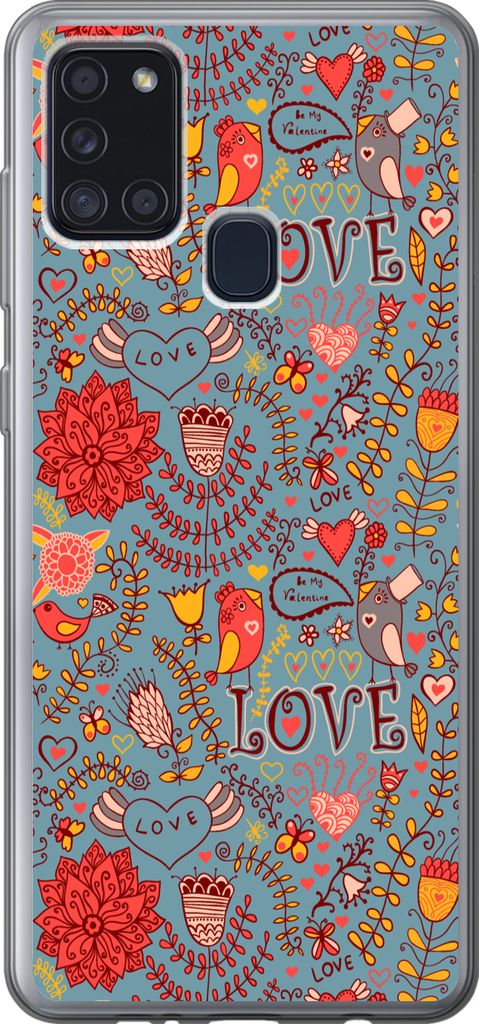 MuchoWow Handyhülle Schutzhülle Hülle für Telefoonhoesje Samsung Galaxy A21s Mädchen - Vogel - Liebe - Muster - Mädchen - Kinder - Kinder S...
