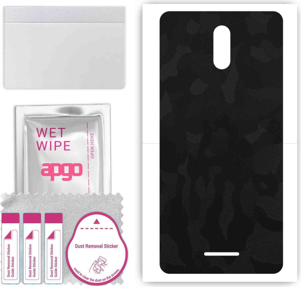 apgo Rückseite Schutzfolie, Skin, kompatibel mit Wiko Sunny 5, Hinten Displayschutzfolie aus Vinylfolie, kratzfest, einfache Montage - Schwarzes T...