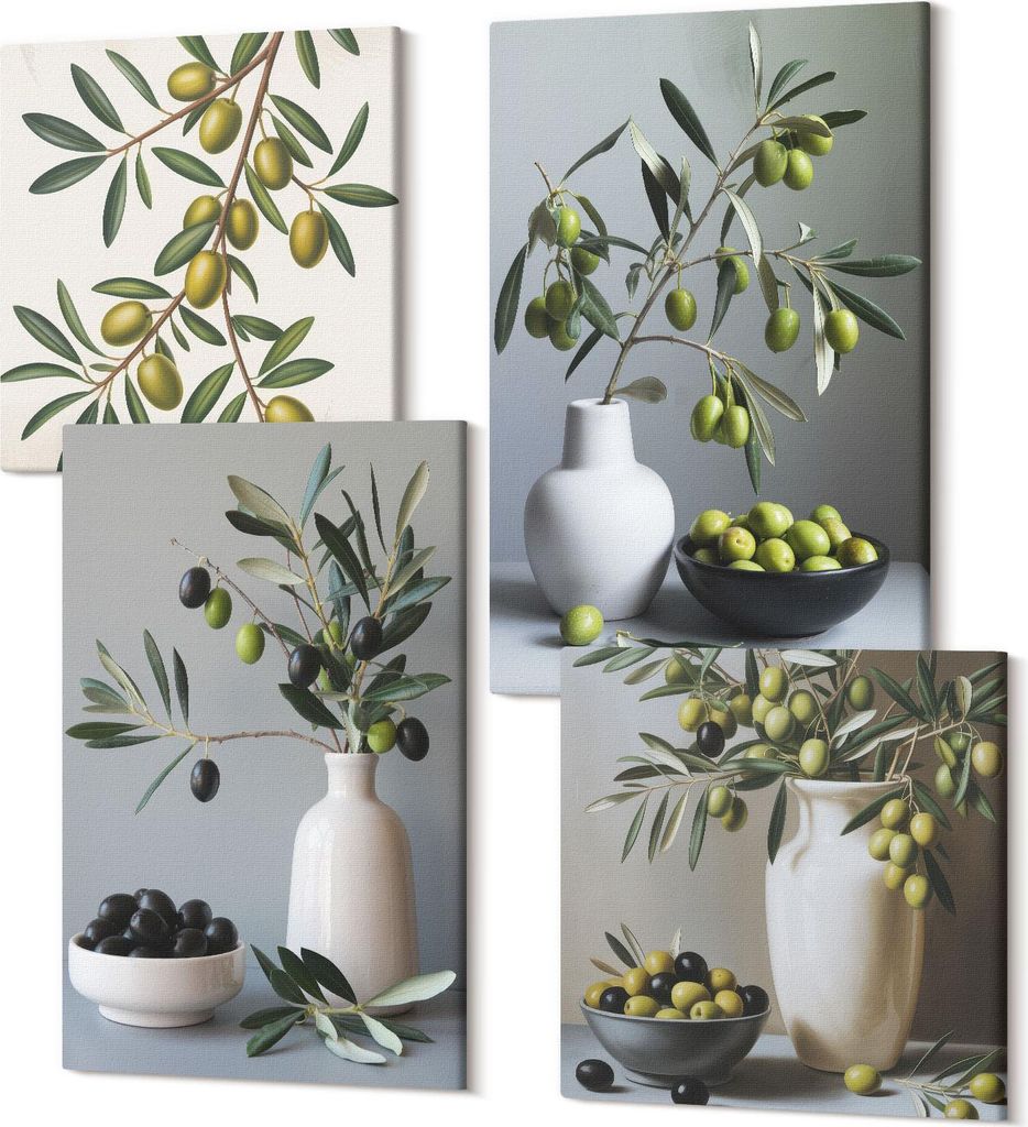 Leinwandbild Set 4-teilig – Modernes Wandbild – Polycanvas Kunstdruck – Abstrakte Bilder – Hochwertige Wandkunst – 2x 40x40 cm + 2x 40x60...