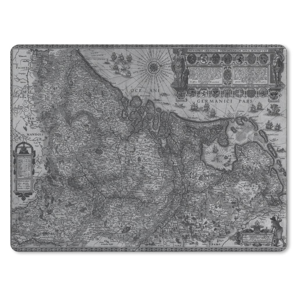 MuchoWow® Mauspad Mousepad Historische schwarz-weiße Karte Produktbild 