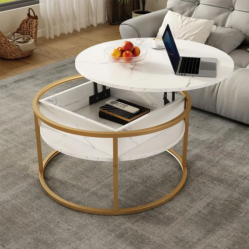 Table basse décor marbre Vicco Marlo 77x77cm idéale pour séjour moderne