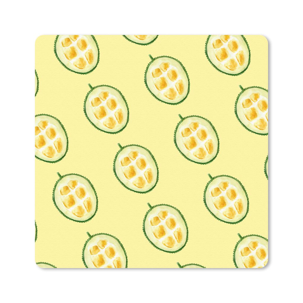 MuchoWow Mauspad Mousepad Obst - Schablonen - Gelb 20x20 cm - Mousepads - Maus Mat - Pad - Mausunterlage - Desk Mat - Bureauartikeln