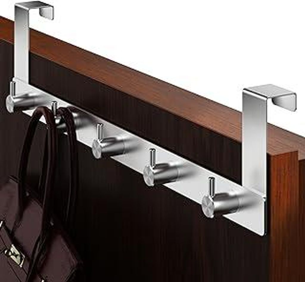 Menz Türgarderobe zum Einhängen - Edelstahl Tür-Garderobe mit Türhaken in klassischer Ausführung, funktionale Kleiderhaken Tür, stabile Türh...