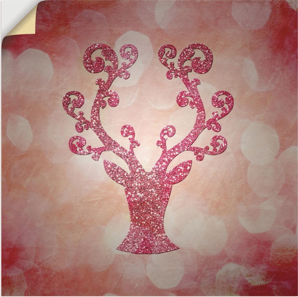 ARTland Wandbild, selbstklebend Rosa glitzerndes Reh Größe: 50x50 cm