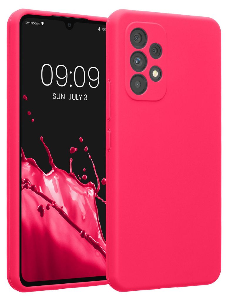 kwmobile Hülle kompatibel mit Samsung Galaxy A53 5G - Hülle Silikon gummiert - Handyhülle - Handy Case in Neon Pink