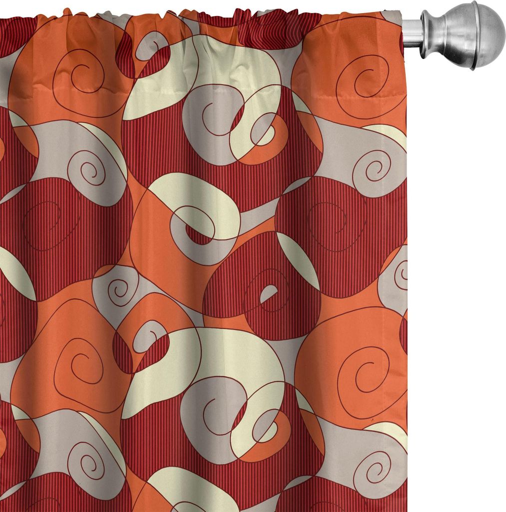 ABAKUHAUS zeitgenössisch Vorhänge, Gardinen, Spiralen Muster in warmen Farben Künstlerische wirbelnden Linien mit psychedelischen Effekt, 2 Stü...