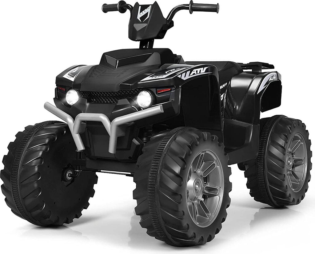 12V Elektroquad für Kinder, Kinderquad mit LED-Lichte & Musik & Hupe & USB & Langsamer Start, Elektromotorrad , Elektrofahrzeug (Schwarz)