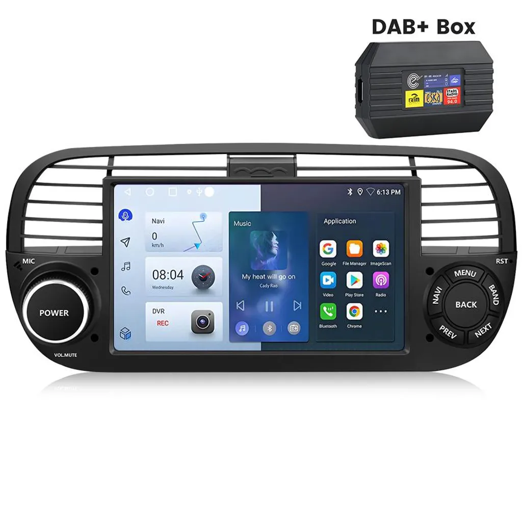Autoradio Android 14 per Fiat 500 2007-2015: CarPlay & Navigatore 7"
