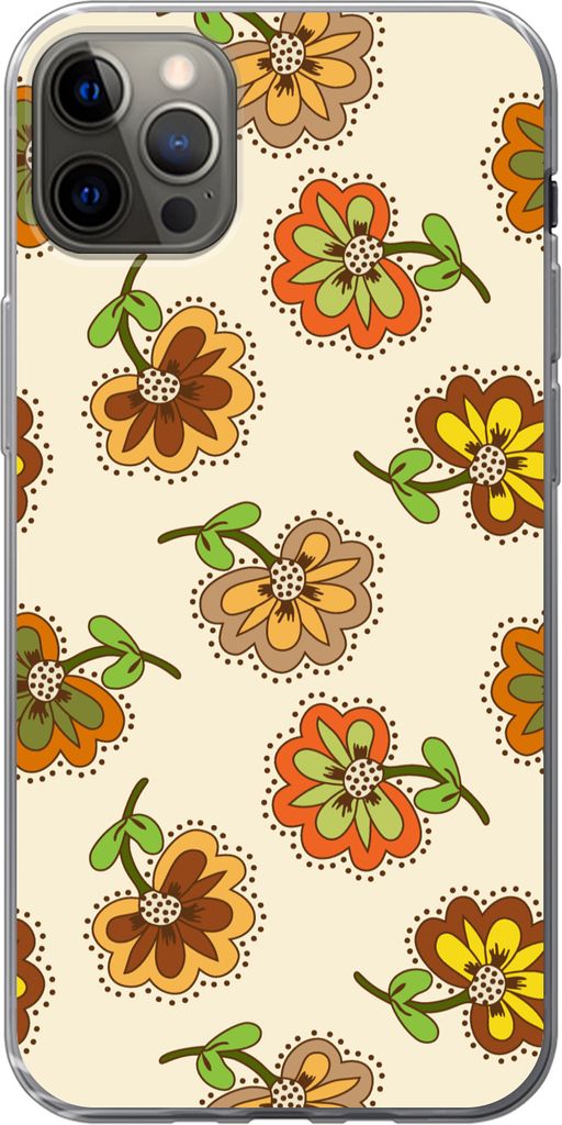 MuchoWow Handyhülle Schutzhülle Hülle für Telefoonhoesje iPhone 13 Pro Max Design - Blumen - Retro - Vintage Silikon Softcase Handy Hülle - ...