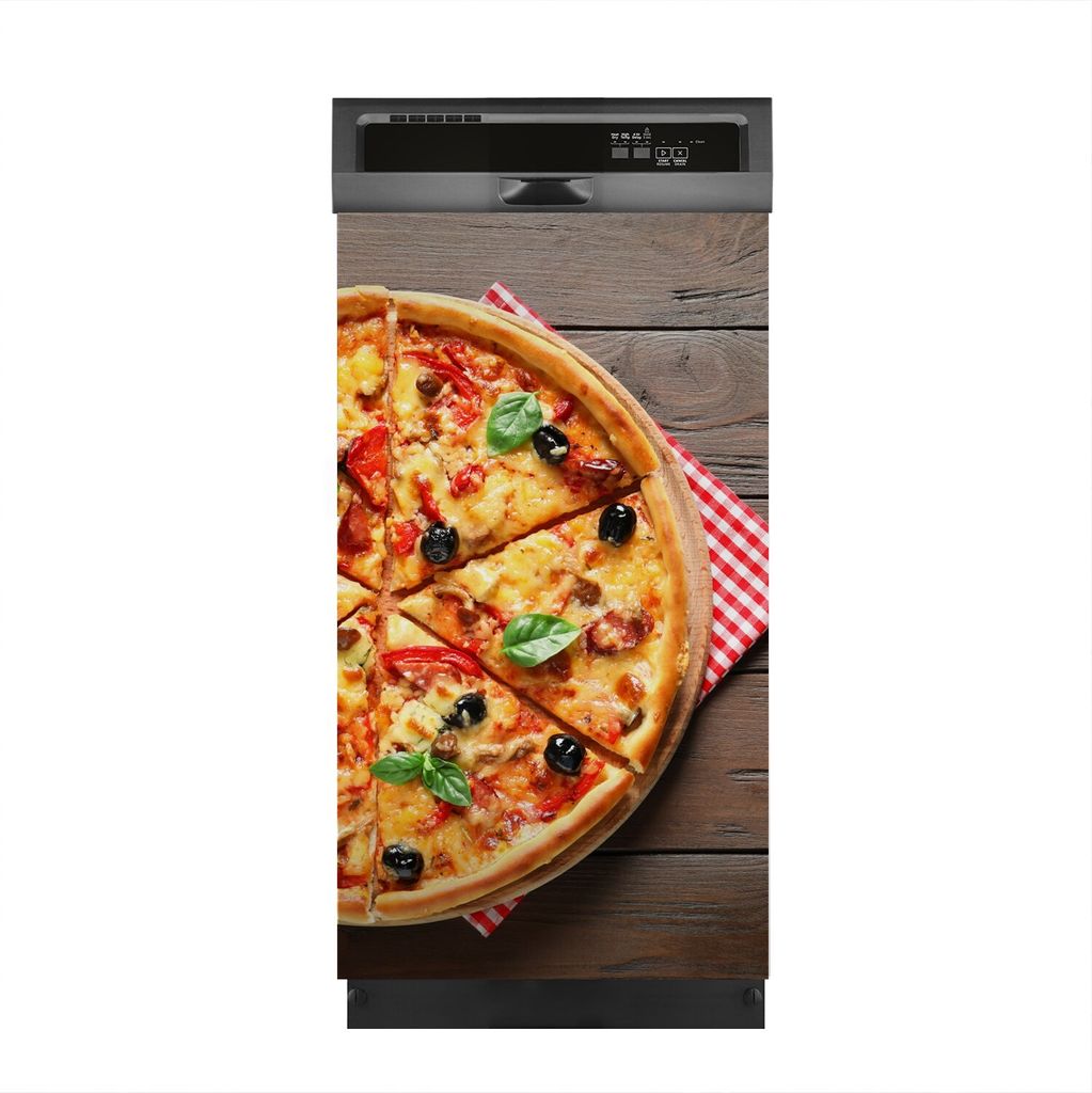 Aufkleber sticker 45x80 cm Dekorative folie Spülmaschine - Pizza Oliven Würstchen