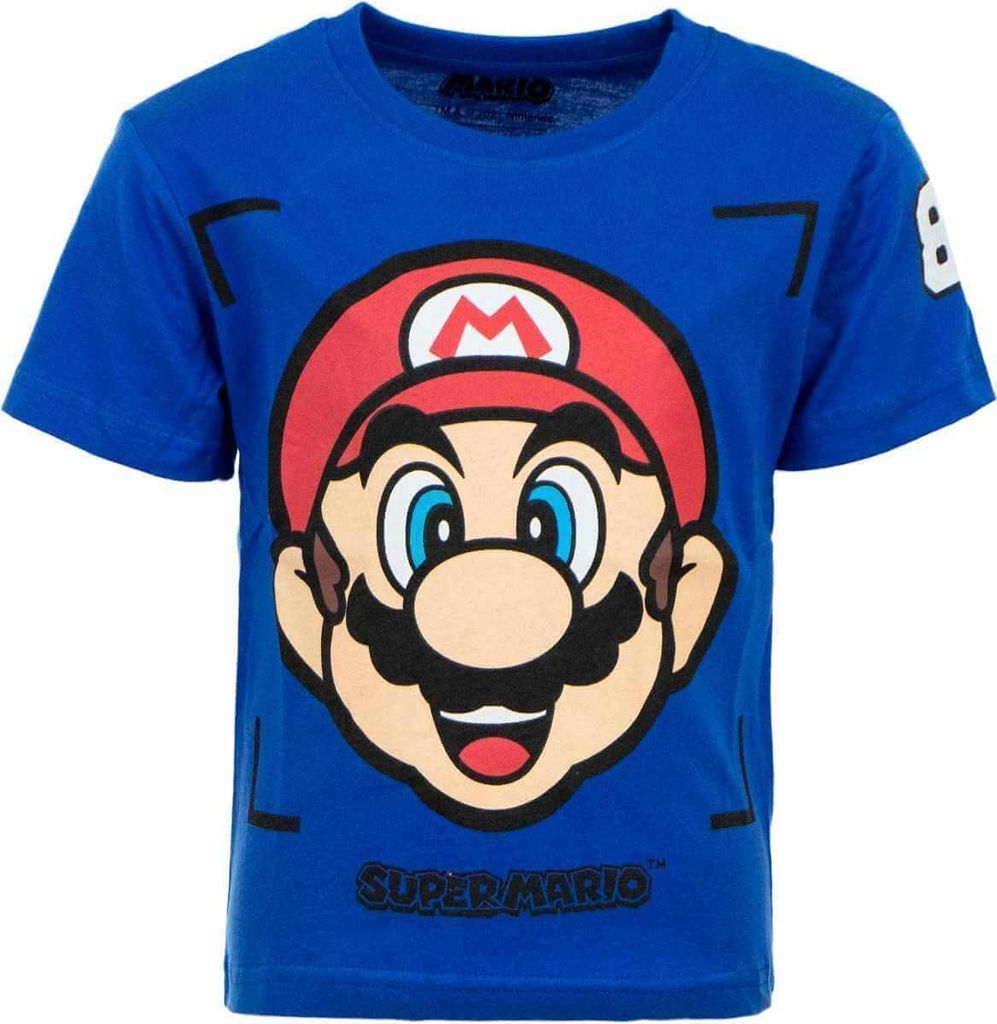 SUPER MARIO Kinder Jungen Mädchen T-Shirt blau Gr. 104 (4 Jahre)