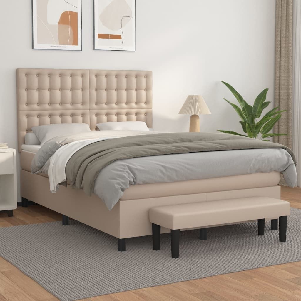 Maison Exclusive - Boxspringbett Matratze Cappuccino-Braun 140x200cm Kunstleder