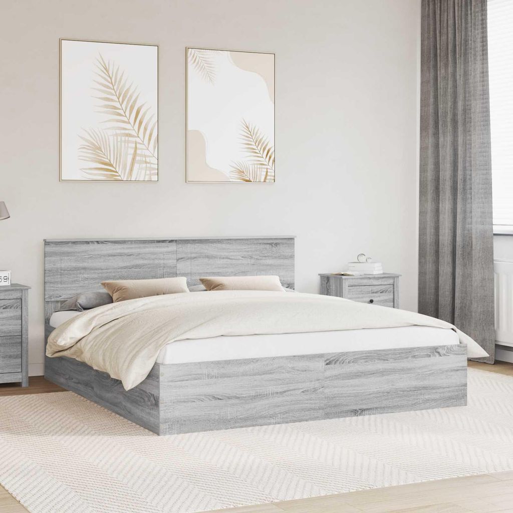Maison Exclusive - Bettrahmen Graues Sonoma 200 x 200 cm Holzwerkstoff