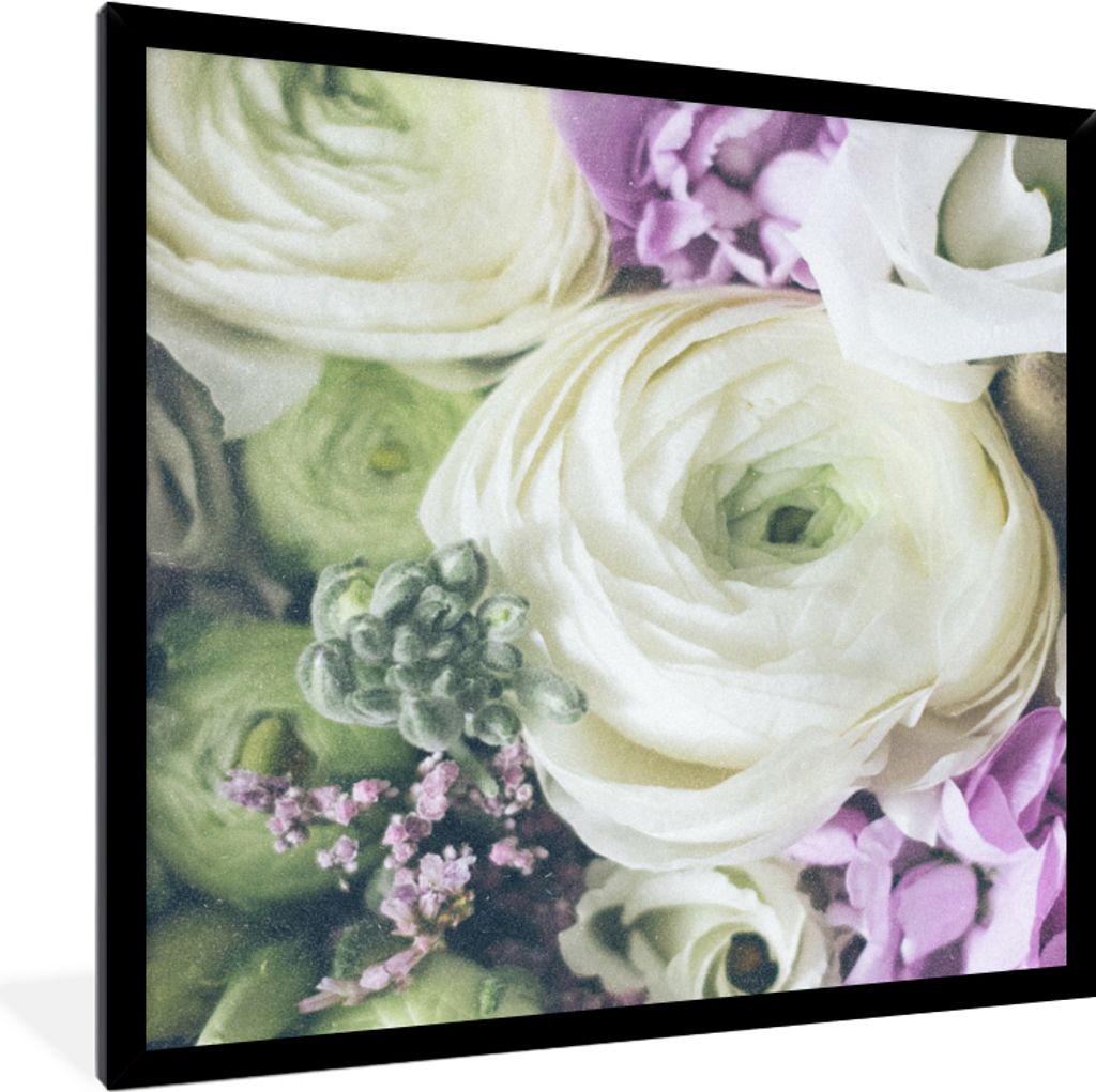 MuchoWow Gerahmtes Poster Blumen - Rosen - Natur 40x40 cm - Poster mit Schwarzem Bilderrahmen Wandposter Rahmen Foto Bilder - Mit Rahmen - Wandde...