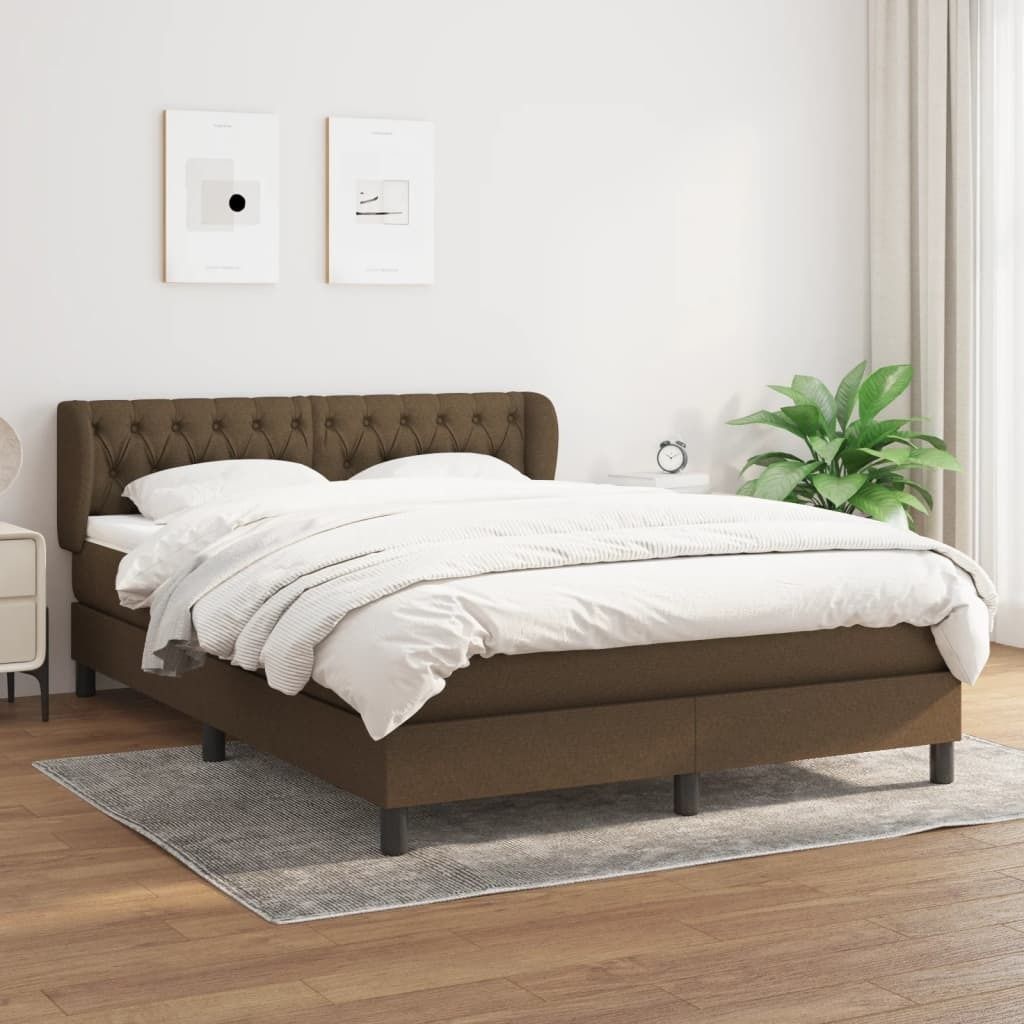 Maison Exclusive - Boxspringbett mit Matratze Dunkelbraun 140x200 cm Stoff