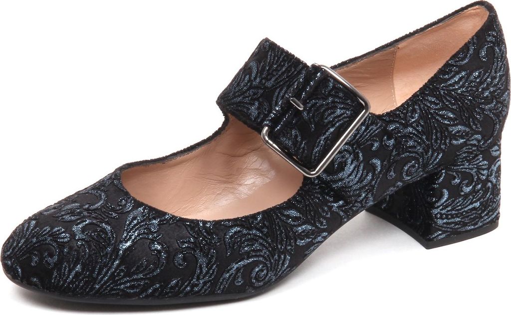 E6466 decollete donna velvet UNISA scarpe schwarz/blu Schuh Frau