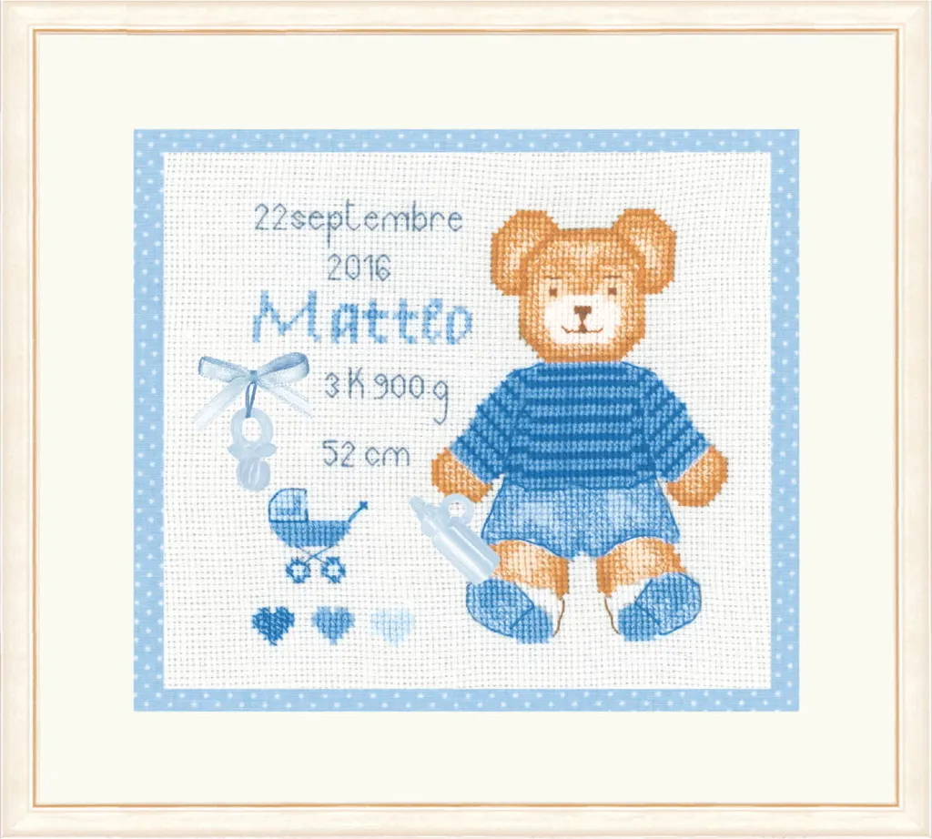 Le Bonheur des Dames kit punto croce "Matteo Birth", contato, fai da te, 10,5x10.5cm