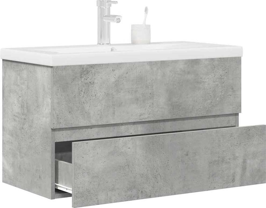 Möbel 2-tlg. Badmöbel-Set Betongrau Holzwerkstoff - Badezimmer 3324915