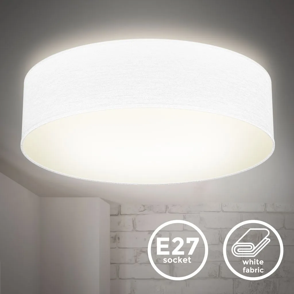 Plafoniera Tessuto Bianco B.K.Licht 38cm | E27 Moderna per Salotto