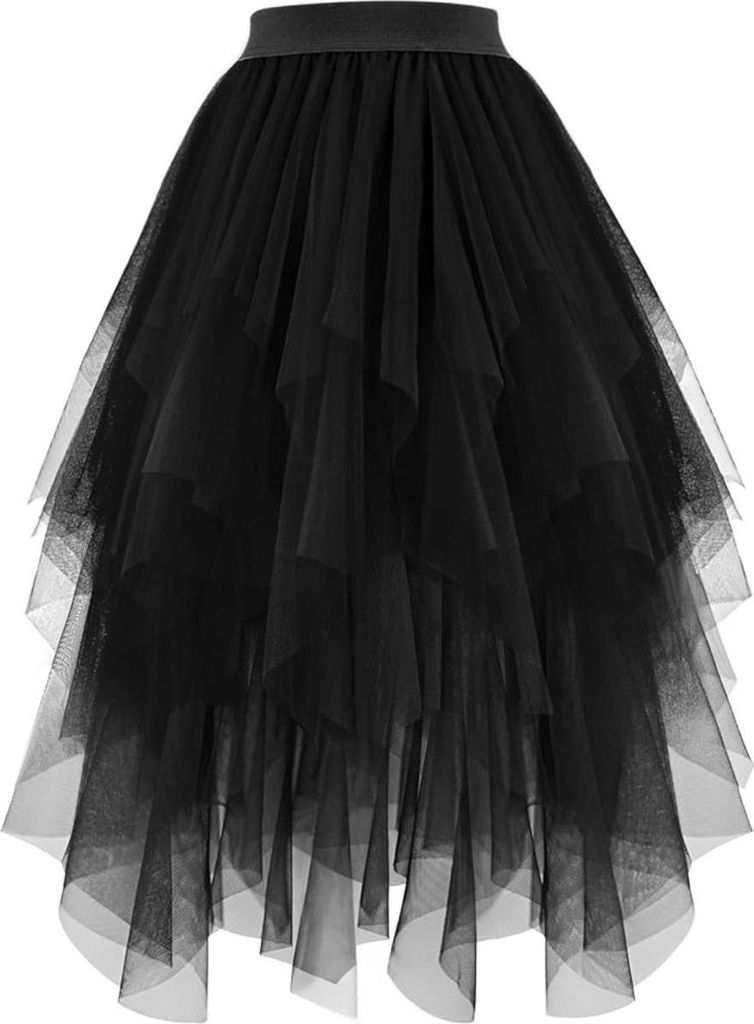 INF Elegante schwarzer Mesh A-Linien Midirock: Vielseitig für Party & Alltag 3XL